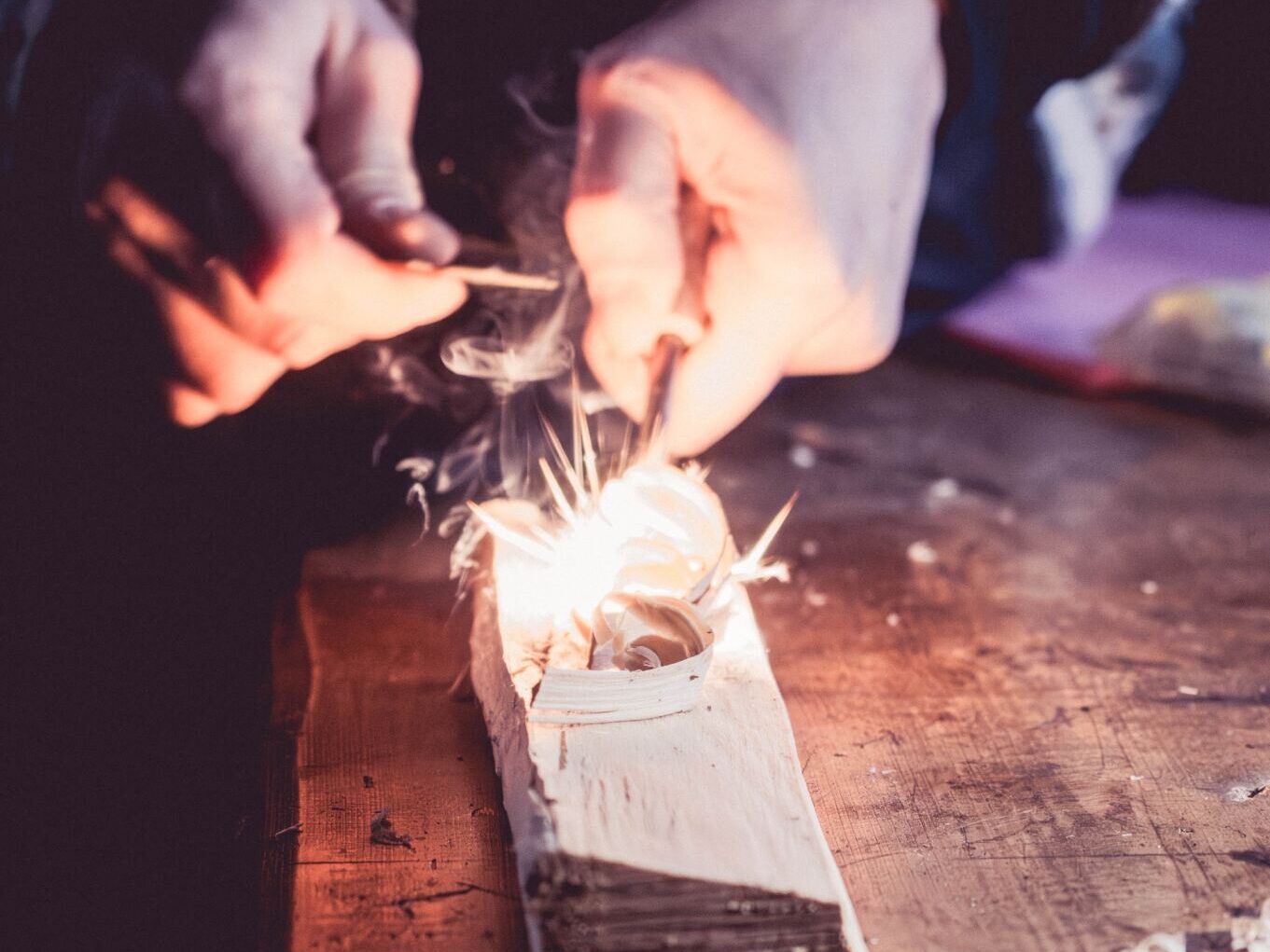 Learning Finnish wilderness and fire-making skills
